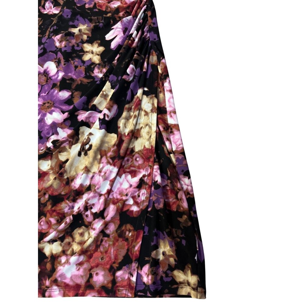 Lauren Ralph Lauren Floral Sheath Dress Womens 8 Ruched Midi Used - Picture 8 of 12